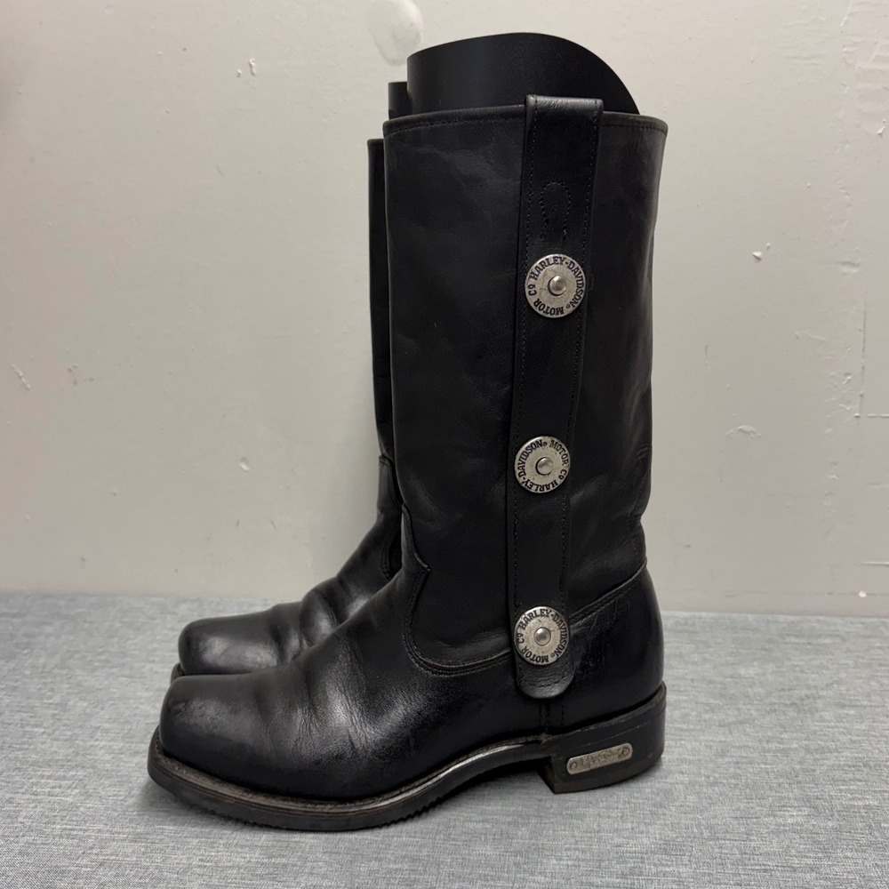 Harley Davidson Motorcycle Boots Women 8 Black Leather Vintage 98421-95VW